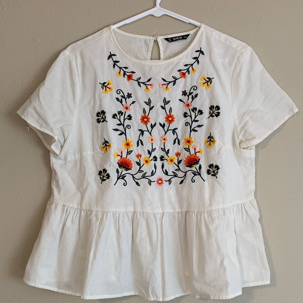 Floral embroidered top